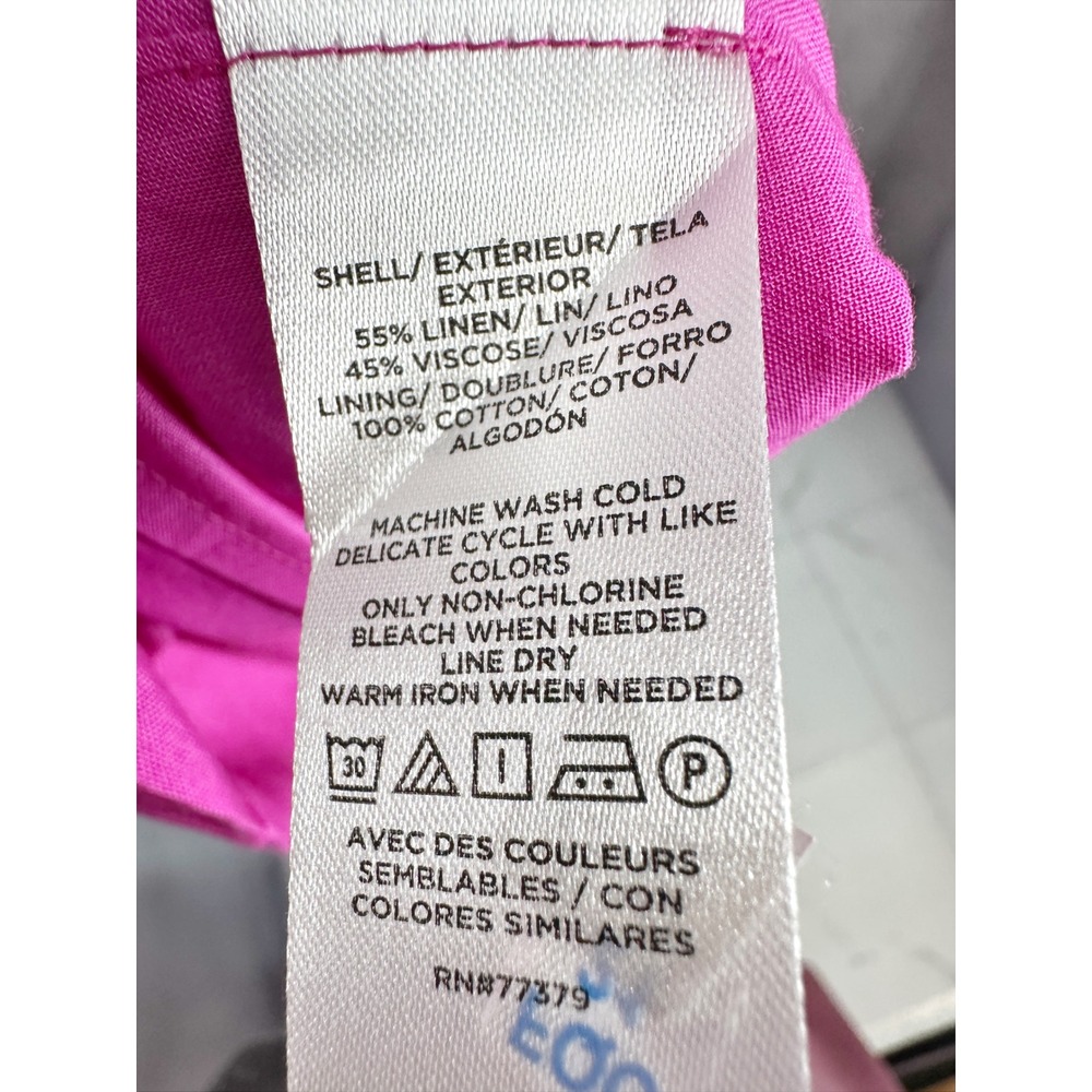 Ann Taylor Fuchsia Pink Linen Blend Button Front Sleeveless Midi Dress Size 14 - Picture 6 of 13